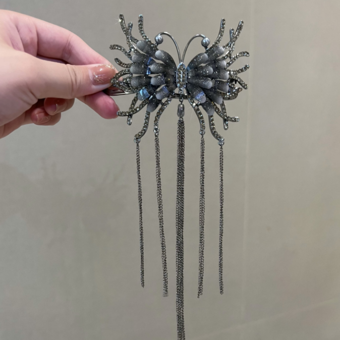 Dark Butterfly Tassel hairpin